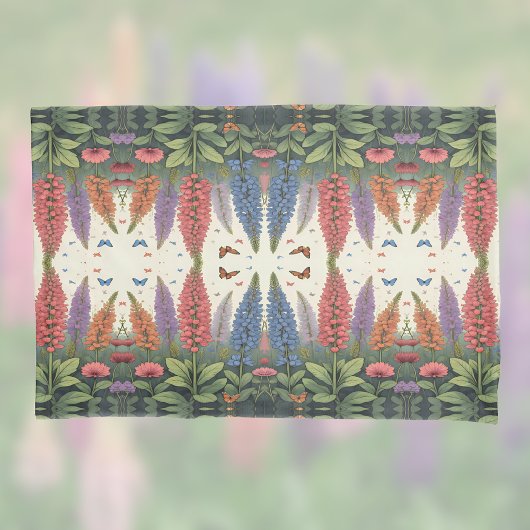 Lupinebloemen Vlinders  bloempatroon Kussensloop