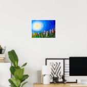 Lupinen in een Grassy-weide Poster (Thuiskantoor)
