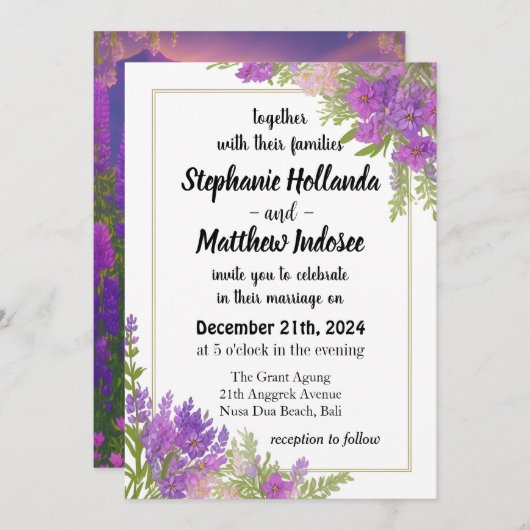 Lupines als verbeelding, geluk & nieuw begin kaart (Voorkant / Achterkant)