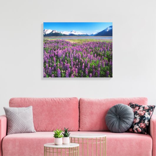 Lupines in Bloom | Keniaanse bergen, Alaska Canvas Afdruk (Insitu (Woonkamer))