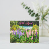 Lupines langs de Rio Azul, Argentinië Briefkaart (Staand voorkant)