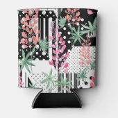 Lupines op een lappendeken zwarte en witte achterg blikjeskoeler (Voorkant)