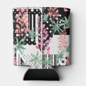 Lupines op een lappendeken zwarte en witte achterg blikjeskoeler (Achterkant)