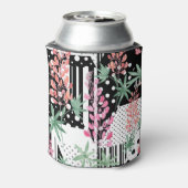 Lupines op een lappendeken zwarte en witte achterg blikjeskoeler (Blikje Achterkant)