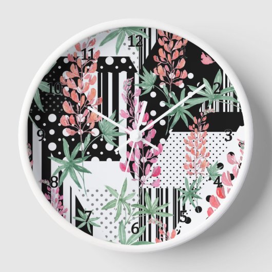 Lupines op een patchwork zwart en wit achtergrond (Voorkant)