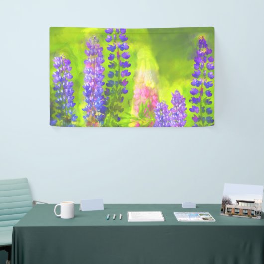 Lupineschildering - Oorspronkelijke blowerende kun Spandoek (Beurs)