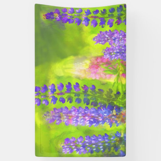 Lupineschildering - Oorspronkelijke blowerende kun Spandoek (Verticaal)