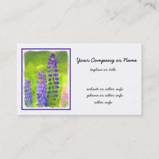 Lupineschildering - Oorspronkelijke blowerende kun Visitekaartje (Voorkant)