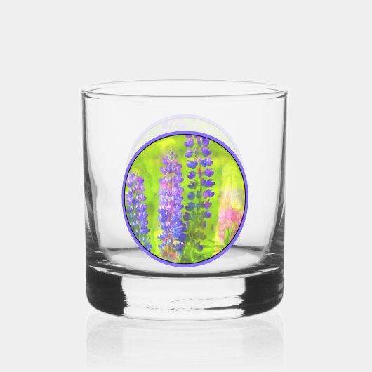 Lupineschildering - Oorspronkelijke blowerende kun Whisky Glas (Voorkant)