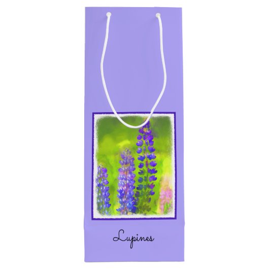 Lupineschildering - Oorspronkelijke blowerende kun Wijn Cadeautas (Achterkant)