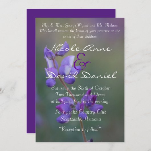 Lupineveld uitnodiging verticaal (Voorkant / Achterkant)