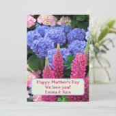 Lupins Hydrangea Flowers Happy Mothers Day Kaart (Staand voorkant)