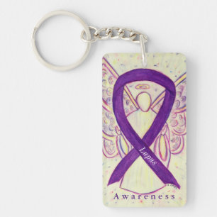 Lupus Angel Paarse Awareness Ribbon Sleutelhanger