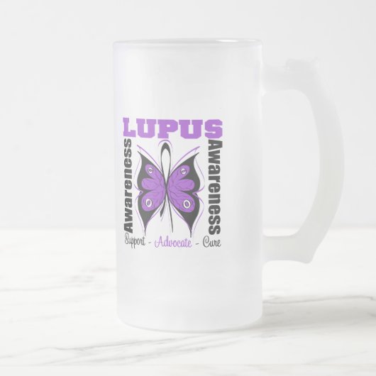 Lupus Awareness Butterfly Matglas Bierpul (Rechts)