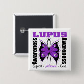 Lupus Awareness Butterfly Vierkante Button 5,1 Cm (Voorkant /achterkant)