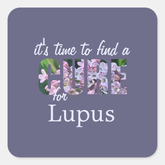 Lupus Awareness Cure / Lila Massief Paarse Custom Vierkante Sticker (Voorkant)