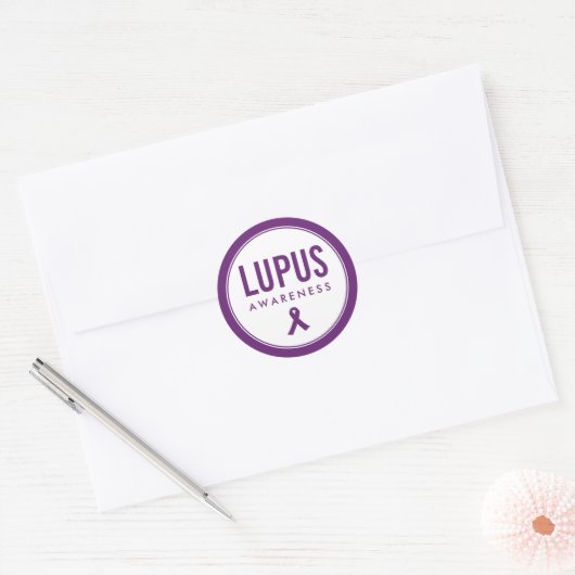 Lupus Awareness Lint Paarse Ronde Sticker (Envelop)