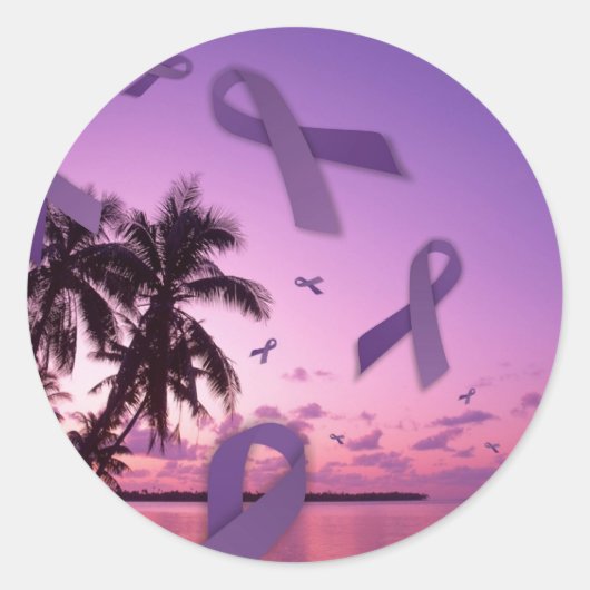 Lupus Awareness linten zweven door de tropen Ronde Sticker (Voorkant)