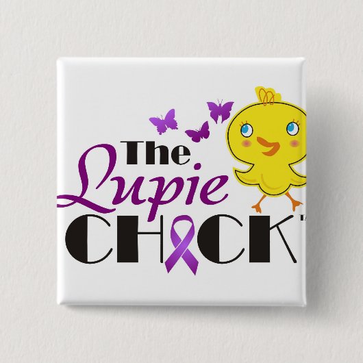 Lupus Awareness Lupie Chick Buttonnen Vierkante Button 5,1 Cm (Voorkant)