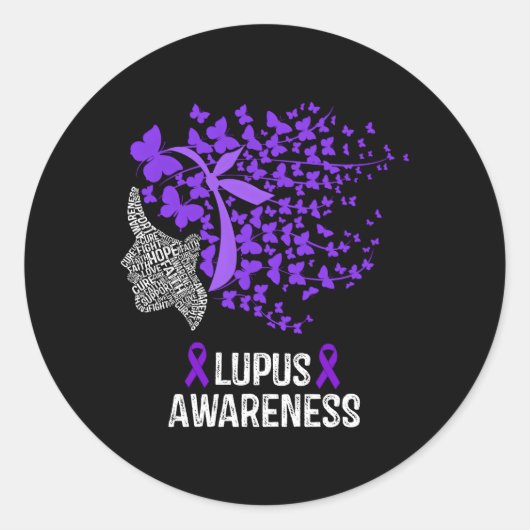 Lupus Awareness Lupus Paarse Butterflies Ronde Sticker (Voorkant)
