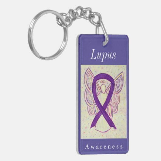 Lupus Awareness Paars Ribbon Angel Sleutelhanger (Voorkant Links)