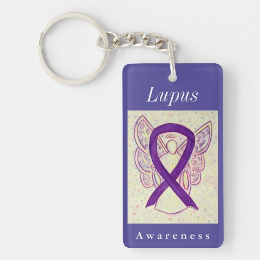 Lupus Awareness Paars Ribbon Angel Sleutelhanger (Voorkant)