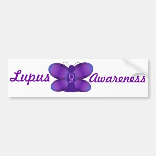 Lupus Awareness paarse fairy vlinder Bumpersticker (Voorkant)