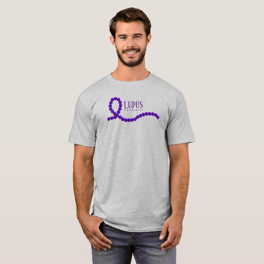 Lupus Awareness Paarse Ribbon Beads T-shirt (Voorkant volledig)