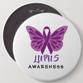 Lupus Awareness Paarse Ribbon Butterfly Ronde Button 6,0 Cm (Voorkant /achterkant)