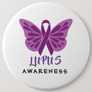 Lupus Awareness Paarse Ribbon Butterfly Ronde Button 6,0 Cm