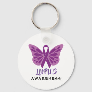 Lupus Awareness Paarse Ribbon Butterfly Sleutelhanger
