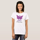Lupus Awareness Paarse Ribbon Butterfly T-shirt (Voorkant volledig)