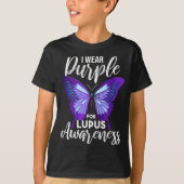 Lupus Awareness Paarse Vlinder Motivatie T-shirt (Voorkant)