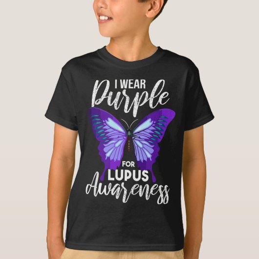 Lupus Awareness Paarse Vlinder Motivatie T-shirt (Voorkant)
