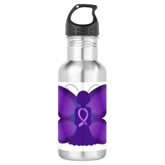 Lupus Awareness paarse vlindervlinder Waterfles (Voorkant)
