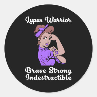 Lupus Awareness Ribbon Lupus Warrior voor Ronde Sticker