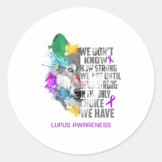 Lupus Awareness Ribbon Support Giften Ronde Sticker (Voorkant)
