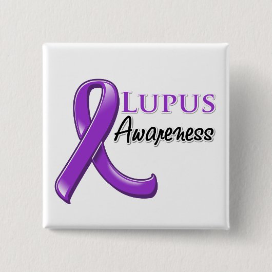 Lupus Awareness Ribbon Vierkante Button 5,1 Cm (Voorkant)
