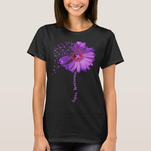 Lupus Awareness  Sunflower Ribbon T-shirt (Voorkant)