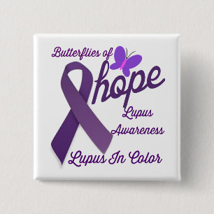 Lupus Awareness Vierkante Button 5,1 Cm