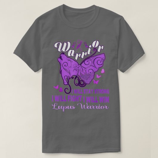 Lupus Awareness Warrior Paars Ribbon Butterfly Wo T-shirt (Design voorkant)