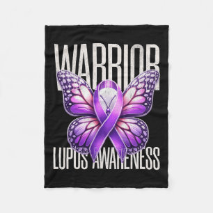 Lupus Awareness Warrior Survivor Paarse Butterfly Fleece Deken