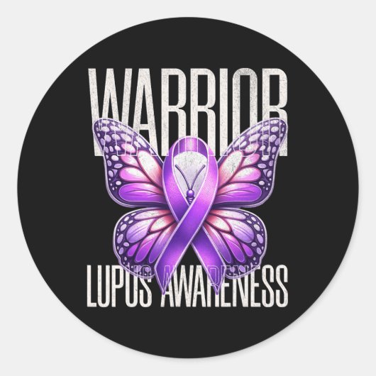 Lupus Awareness Warrior Survivor Paarse Butterfly Ronde Sticker (Voorkant)