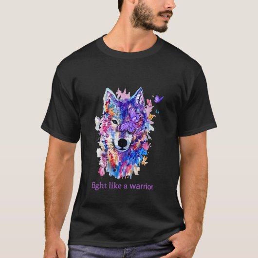 Lupus Awareness Wolf vecht als een krijger T-shirt (Voorkant)
