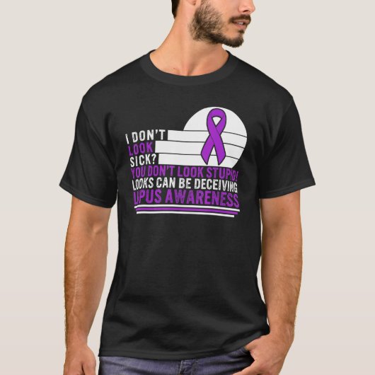 Lupus Awareness ziet er niet uit als een Paars rib T-shirt (Voorkant)