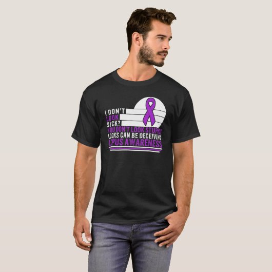 Lupus Awareness ziet er niet uit als een Paars rib T-shirt (Voorkant volledig)