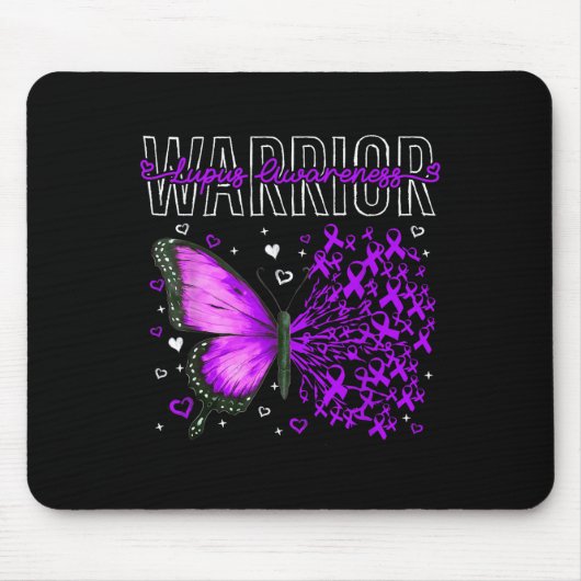 Lupus Bewustzijn Warrior Overlevende Paarse Vlinde Muismat (Voorkant)