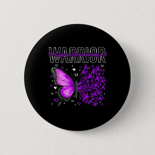Lupus Bewustzijn Warrior Overlevende Paarse Vlinde Ronde Button 5,7 Cm (Voorkant)