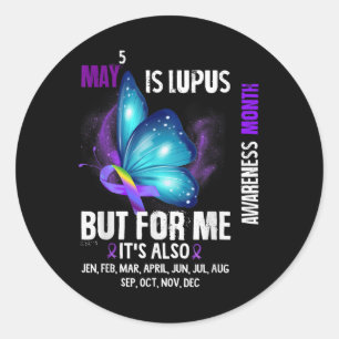 Lupus Bewustzijn Warrior Paarse Lint Vlinder Mo Ronde Sticker