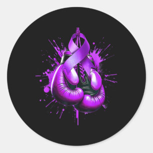 Lupus Bokshandschoen Paarse Ribbon Awareness Fight Ronde Sticker